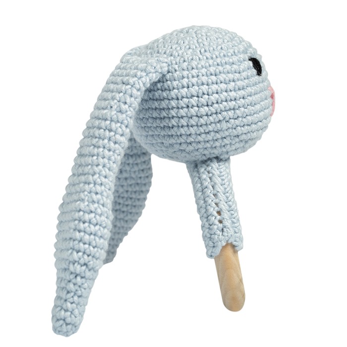 Jucarie crosetata manual pentru dentitie - Iepure - albastru - Maimutzeria Tiarra [3]