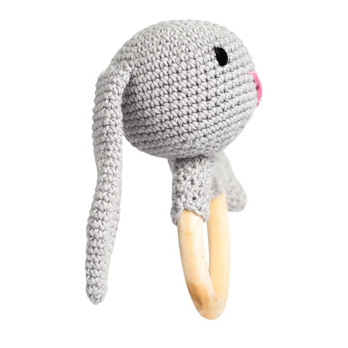 Jucarie crosetata manual pentru dentitie - Iepure - gri - Maimutzeria Tiarra [3]