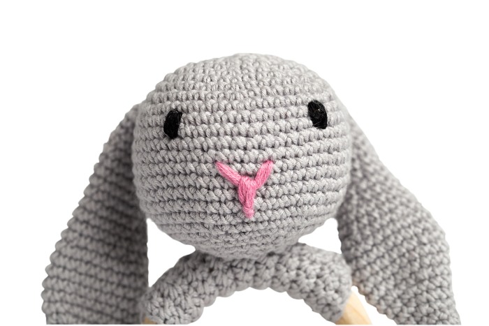 Jucarie crosetata manual pentru dentitie - Iepure - gri - Maimutzeria Tiarra [4]