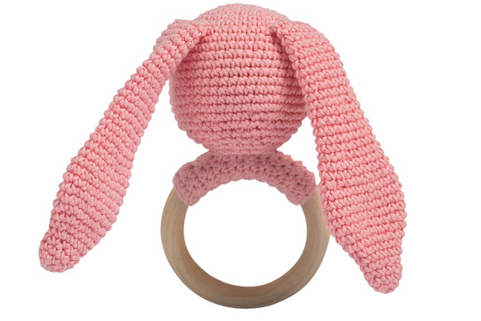 Jucarie crosetata manual pentru dentitie - Iepure - roz - Maimutzeria Tiarra [2]