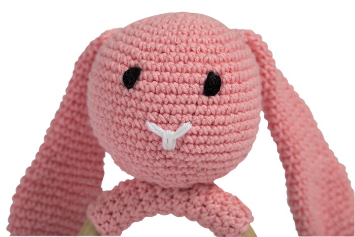 Jucarie crosetata manual pentru dentitie - Iepure - roz - Maimutzeria Tiarra [4]