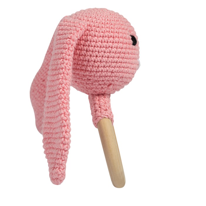 Jucarie crosetata manual pentru dentitie - Iepure - roz - Maimutzeria Tiarra [3]