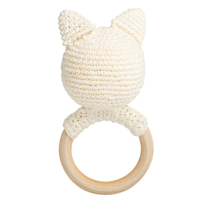 Jucarie crosetata manual pentru dentitie - Pisica - alb - Maimutzeria Tiarra [2]