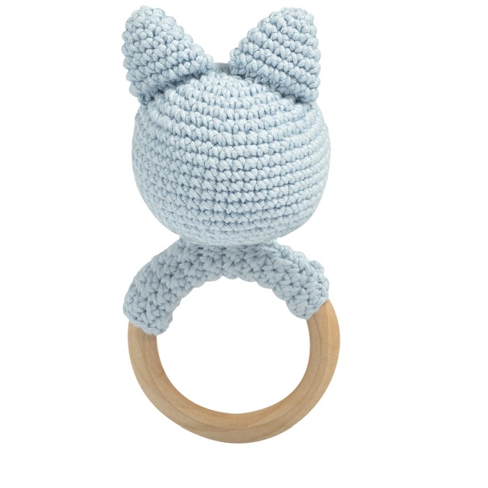 Jucarie crosetata manual pentru dentitie - Pisica - albastru - Maimutzeria Tiarra [2]