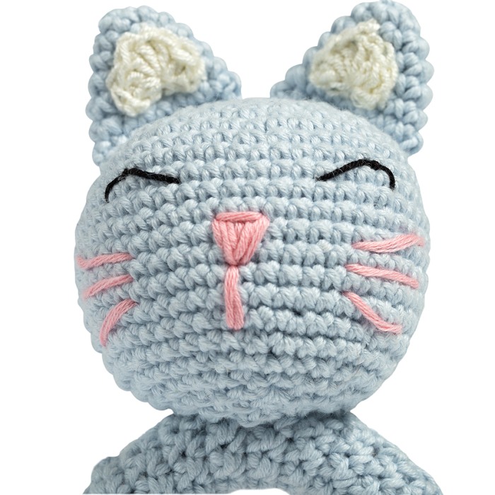 Jucarie crosetata manual pentru dentitie - Pisica - albastru - Maimutzeria Tiarra [4]