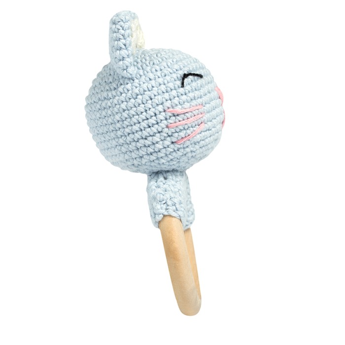 Jucarie crosetata manual pentru dentitie - Pisica - albastru - Maimutzeria Tiarra [3]