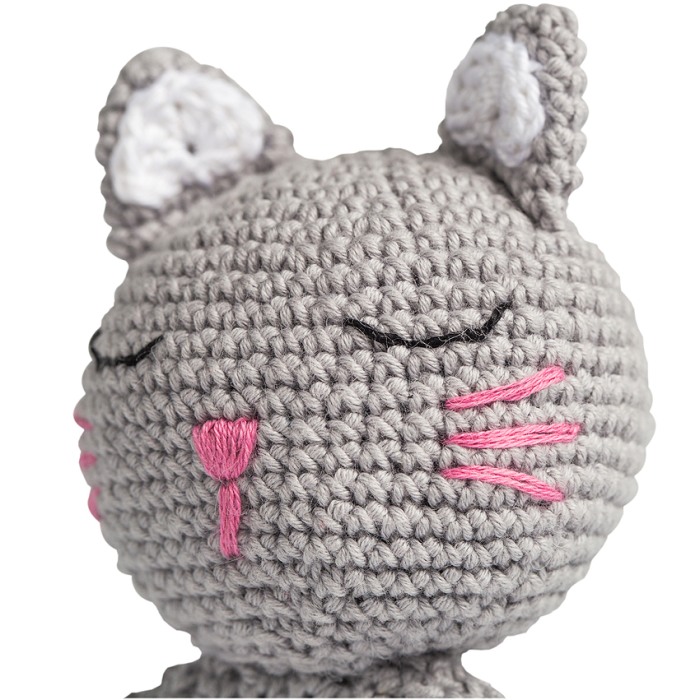 Jucarie crosetata manual pentru dentitie - Pisica - gri - Maimutzeria Tiarra [4]