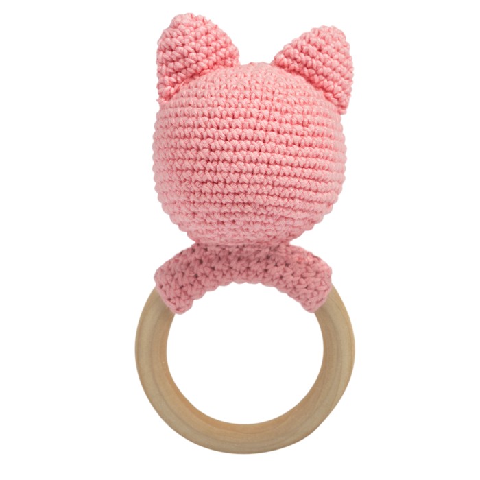 Jucarie crosetata manual pentru dentitie - Pisica - roz - Maimutzeria Tiarra [2]