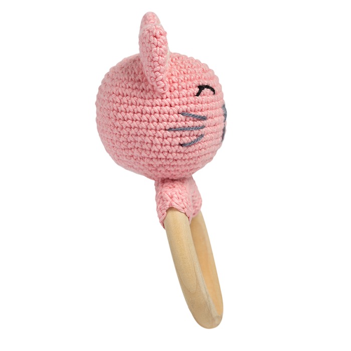 Jucarie crosetata manual pentru dentitie - Pisica - roz - Maimutzeria Tiarra [3]