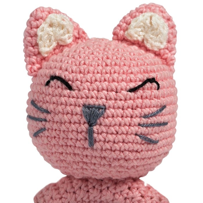 Jucarie crosetata manual pentru dentitie - Pisica - roz - Maimutzeria Tiarra [4]