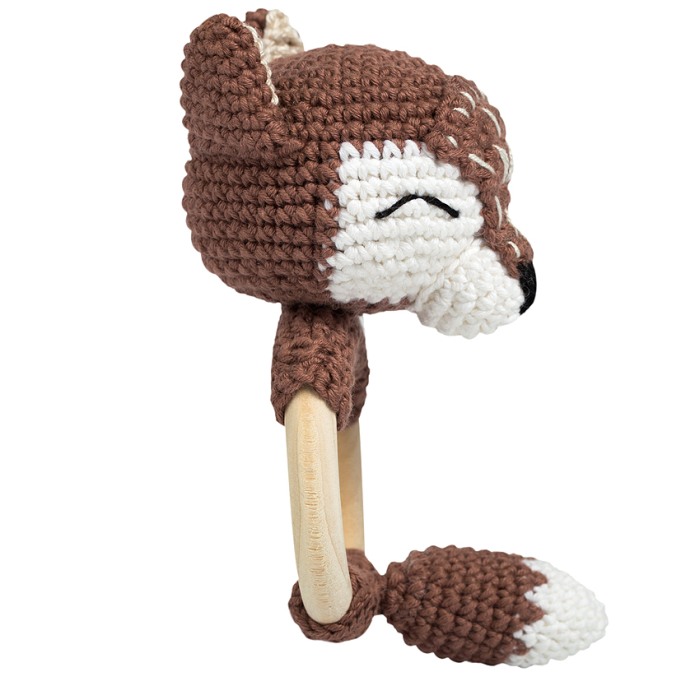 Jucarie crosetata manual pentru dentitie - Vulpita - maro - Maimutzeria Tiarra [4]