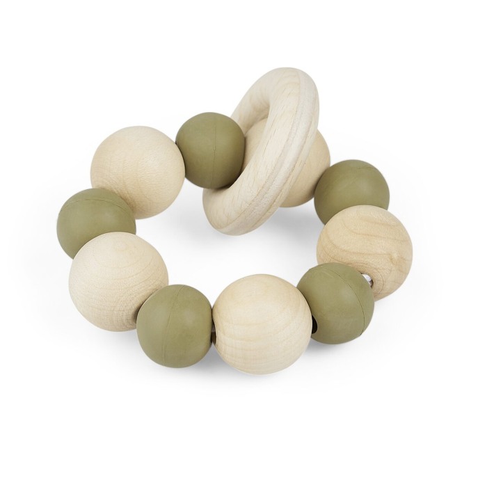 Jucarie de apucare cu inele din lemn si margele din cauciuc natural, Gruenspecht 694-V1 [3]