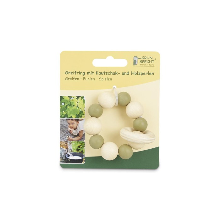 Jucarie de apucare cu inele din lemn si margele din cauciuc natural, Gruenspecht 694-V1 [6]