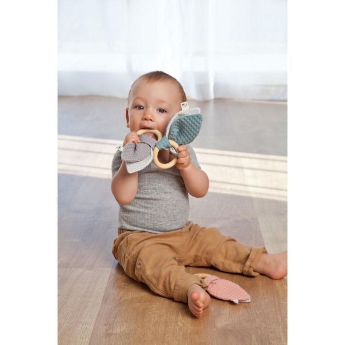 Jucarie dentitie din bumbac cu inel din lemn, albastru, Grunspecht 571-V3 [6]