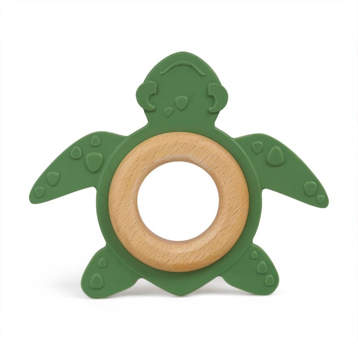 Jucarie organica pentru dentitie, din lemn si cauciuc natural, Broasca Testoasa, Grunspecht 689-00 [4]