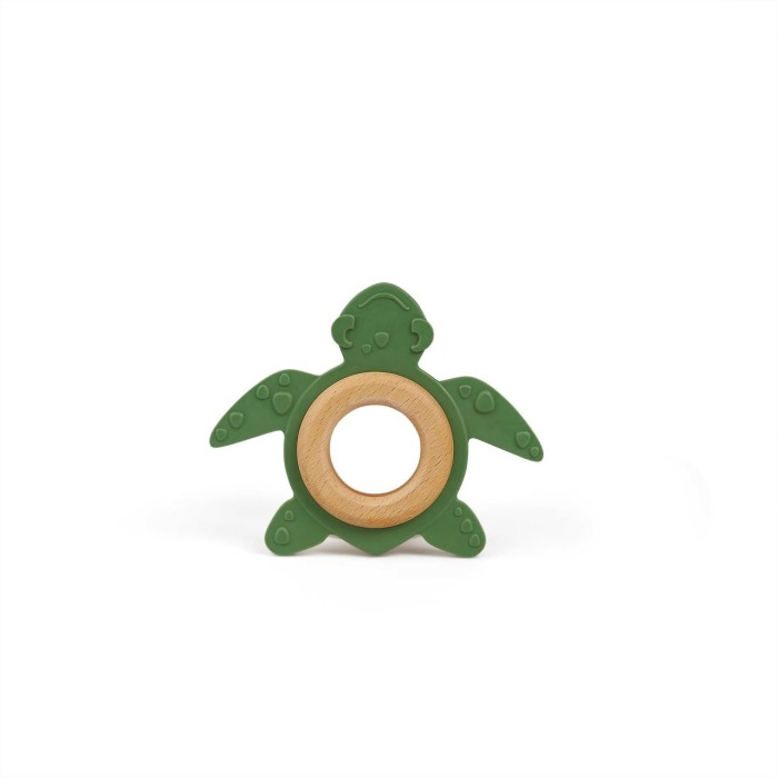 Jucarie organica pentru dentitie, din lemn si cauciuc natural, Broasca Testoasa, Grunspecht 689-00 [5]