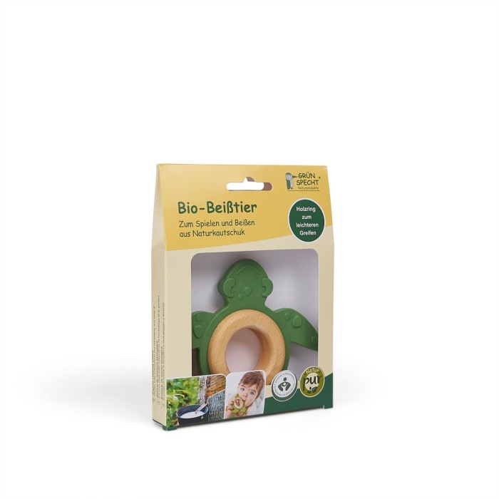 Jucarie organica pentru dentitie, din lemn si cauciuc natural, Broasca Testoasa, Grunspecht 689-00 [3]