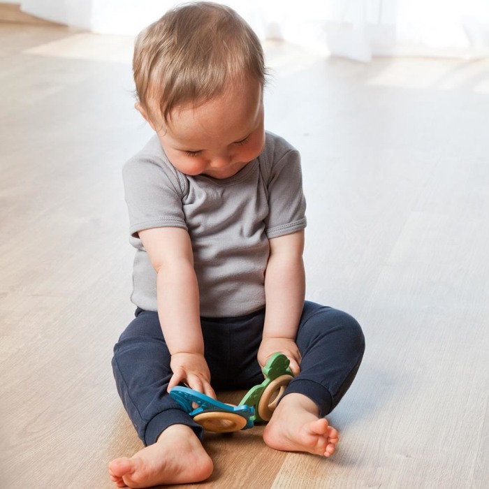 Jucarie organica pentru dentitie, din lemn si cauciuc natural, Dinozaur, Gruenspecht 688-00 [2]