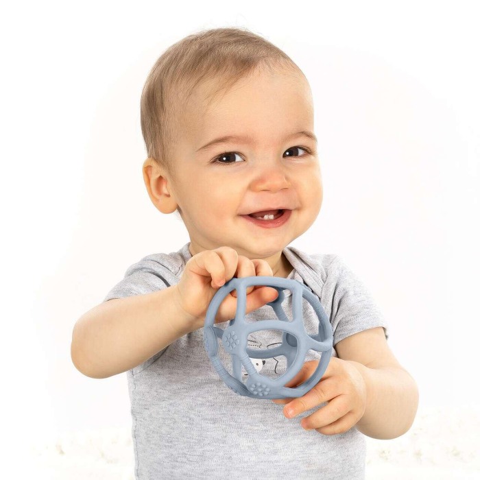 Jucarie pentru dentitie si minge 2in1, silicon, albastra, 0 luni+, Reer Bite&Play 79273 [4]