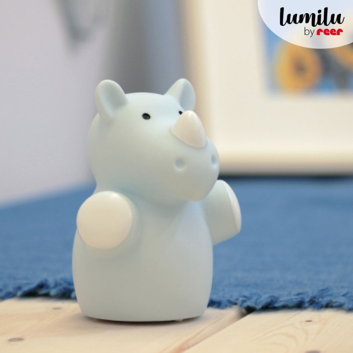 Lampa de veghe cu LED, forma rinocer, albastra, Lumilu Mini Zoo Rhino, Reer 52343 [5]