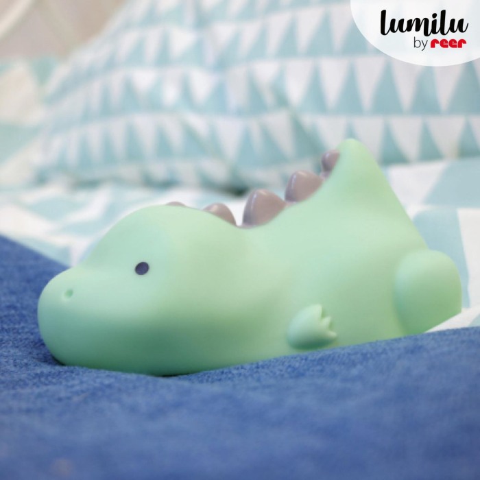 Lampa de veghe si veioza cu LED, lumina reglabila si oprire cronometrata, forma dinozaur, turcoaz, Lumilu Lazy Friends Dino, Reer 52223 [4]