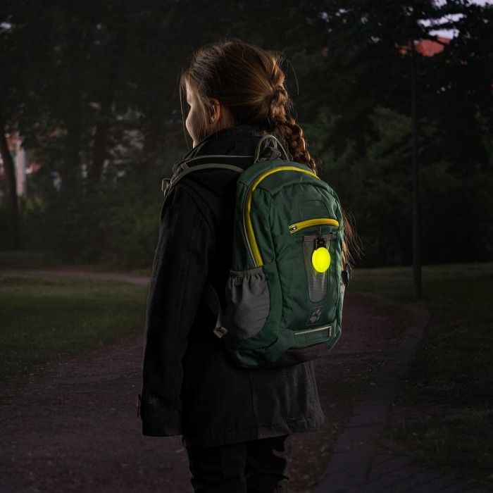 Lumina de siguranta LED reflectorizanta cu semnalizare intermitenta, verde fluorescent, cu carabina de agatare, Reer Light&Go 53253 [6]