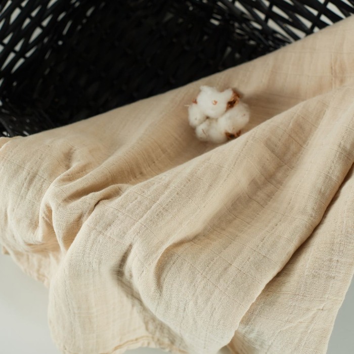 ONINO - Muselina multifunctionala din bumbac 100% organic, HUG.me, Creamy Vanilla, x1 bucata, 120 x 120 cm, certificata GOTS [7]