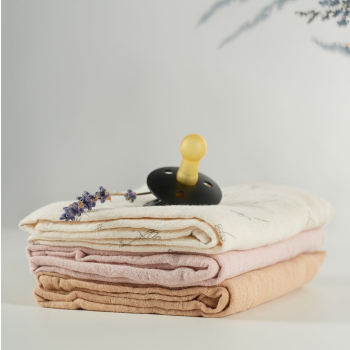 ONINO - Muselina multifunctionala din bumbac 100% organic, HUG.me, Pure Bloom, x3 bucati, 60 x 60 cm, certificata GOTS [4]