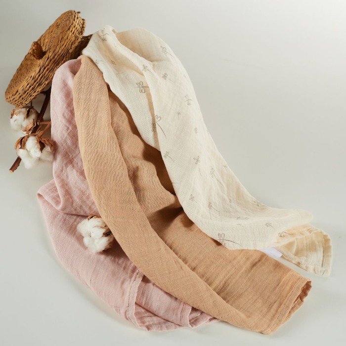 ONINO - Muselina multifunctionala din bumbac 100% organic, HUG.me, Pure Bloom, x3 bucati, 60 x 60 cm, certificata GOTS [2]