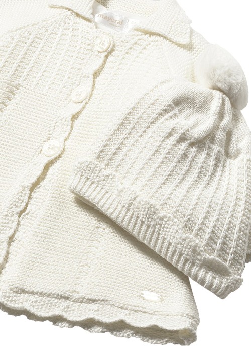 Palton tricotat cu caciula - Alb - Mayoral [3]