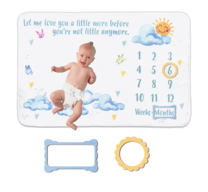 Paturica milestone plusata pentru fotografii memorabile Norisori cu 2 rame colorate [2]