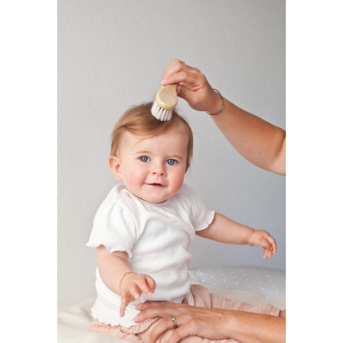 Perie pentru bebelusi, cu par natural de capra si maner din lemn, Grunspecht 520 [2]