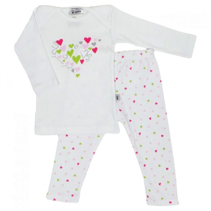 Pijama cu maneca lunga imprimeu Inimioare multicolore 4 ani [1]