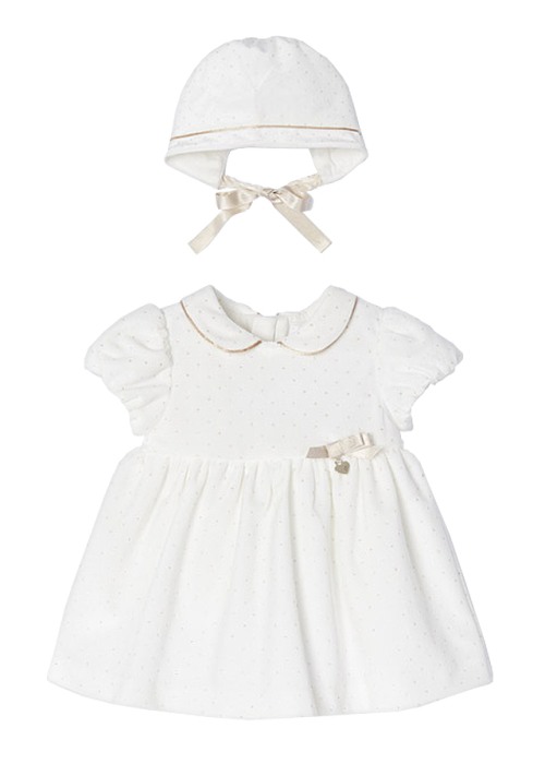 Rochie catifea + boneta - Alb [2]