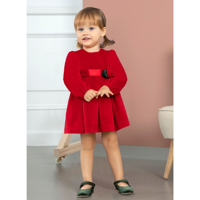 Rochie Catifea cu floare la cingatoare - Abel & lula  24 luni (92 cm) [6]