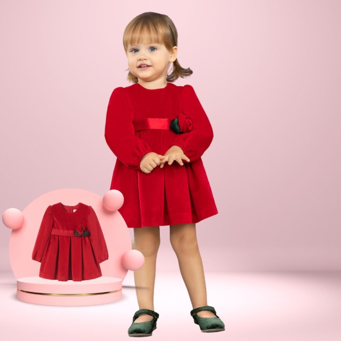 Rochie Catifea cu floare la cingatoare - Abel & lula  24 luni (92 cm) [5]
