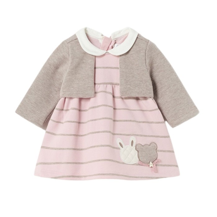 Rochie cu bolero simulat bumbac BCI nou-nascut - Uer iepure - Mayoral 4-6 luni (70 cm) [4]