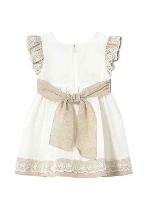 Rochie cu volane si cordon - alb / bej - Mayoral 12 luni [2]