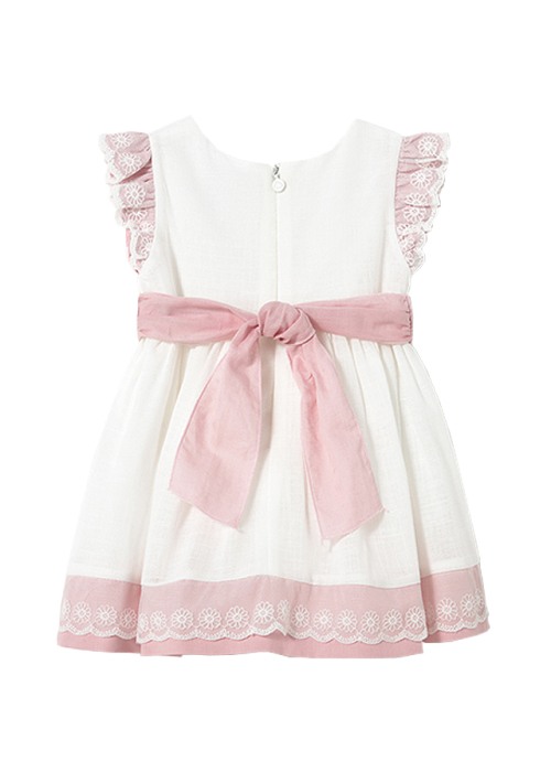 Rochie cu volane si cordon - alb / roz - Mayoral 4 ani [2]
