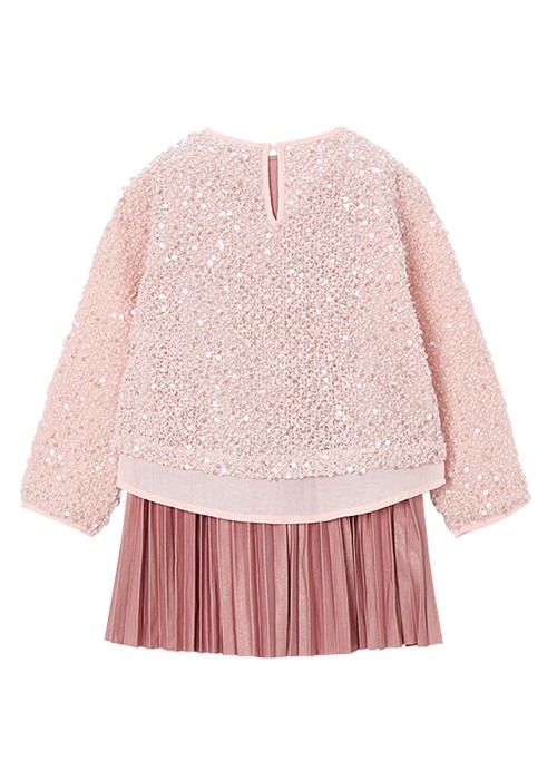Rochie tricot si pulover paiete - roz - Mayoral [2]