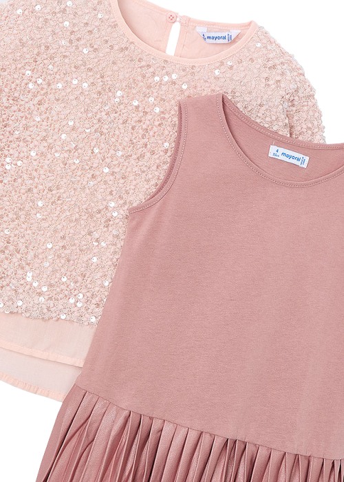 Rochie tricot si pulover paiete - roz - Mayoral [3]