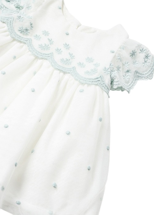 Rochie tul brodat - galben pai/verde [3]