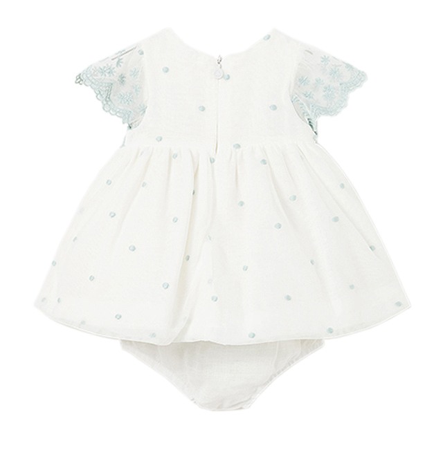 Rochie tul brodat - galben pai/verde [2]