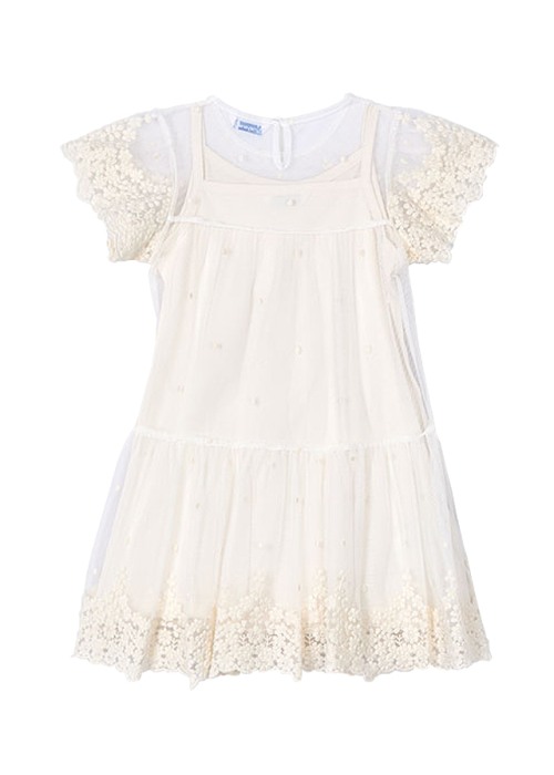 Rochie tul brodata - crem - Mayoral 10 ani [5]