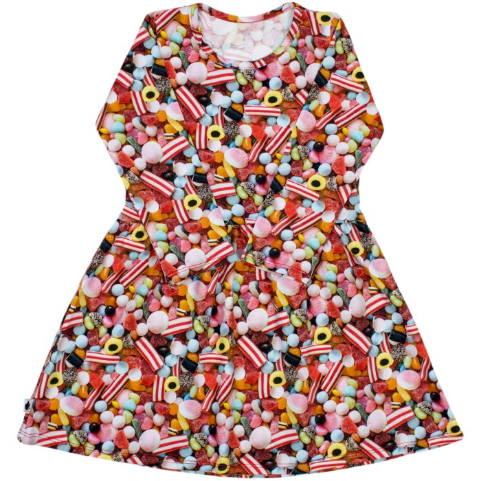 Rochita cu maneca lunga imprimeu bomboane 98 cm  (2-3 ani) [2]