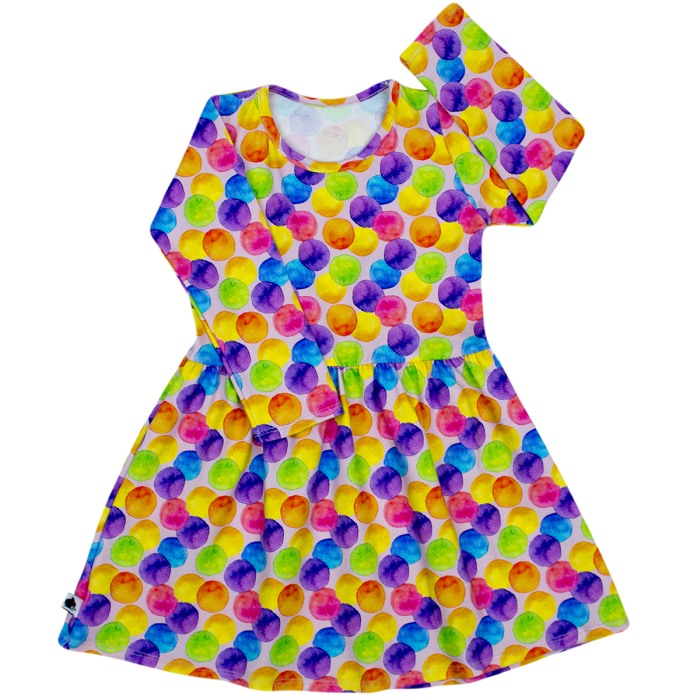 Rochita cu maneca lunga imprimeu buline colorate 92 cm (18-24 luni) [2]