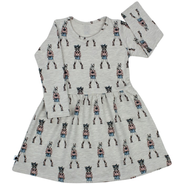 Rochita cu maneca lunga imprimeu iepurasi pe role 80 cm (9-12 luni) [2]