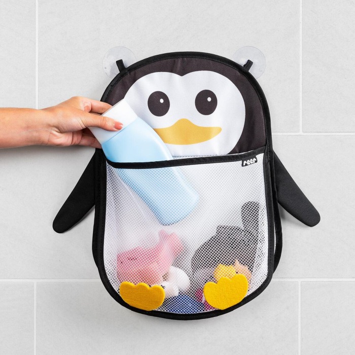 Saculet din plasa pentru jucarii de baie, prindere cu ventuze, forma de pinguin, fara BPA, 0+ luni, Reer MyHappyPingu 76062 [4]