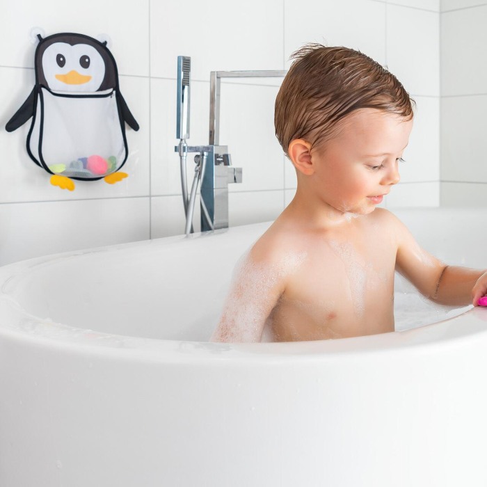 Saculet din plasa pentru jucarii de baie, prindere cu ventuze, forma de pinguin, fara BPA, 0+ luni, Reer MyHappyPingu 76062 [5]