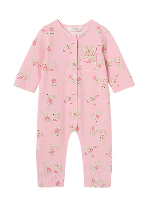 Salopeta (Pijama) roz  si  imprimeu iepurasi Better Cotton - Mayoral   12 luni (80 cm) [2]
